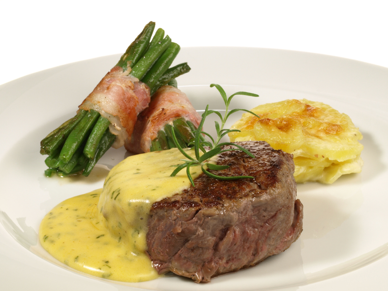 Mignon with Savory Crust served with Merlot Reduction