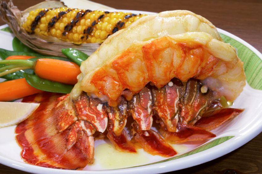 Lobster Tail and Barbecued Corn of the Cob