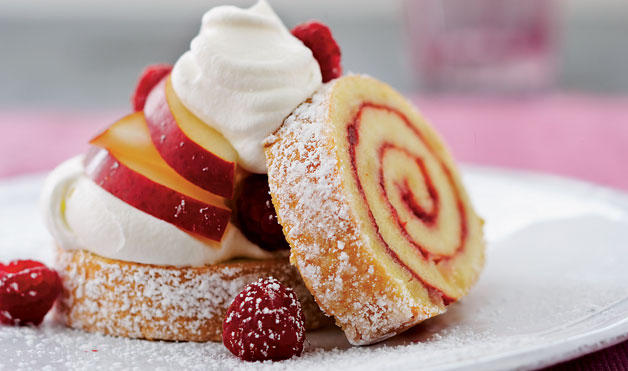 Pear-Raspberry Swiss Roll Shortcake