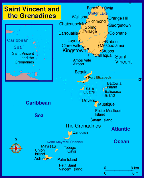 Map of St. Vincent and the Grenadines
